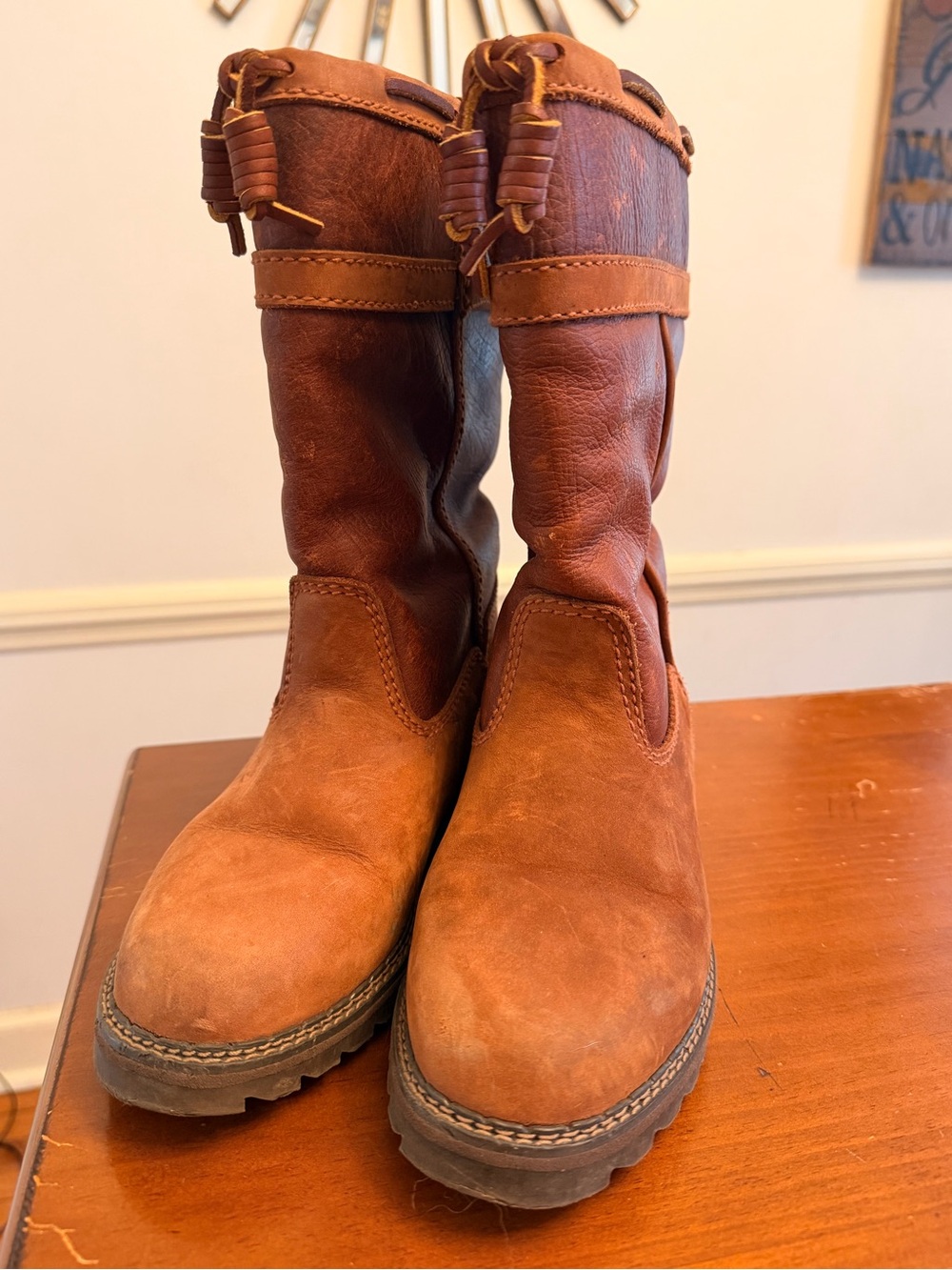 G.H. Bass Waterproof Oiled Leather Faux Shearling Boots Size 7.5